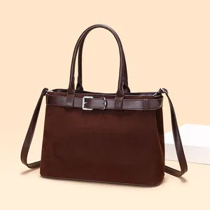 Large Capacity Matte PU Leather Tote Bag For Women Fashion Belt Buckle Decor Handbag Single Shoulder Crossbody Bag Casual Work Office Travel Bag