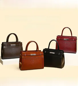 Cowhide tote bags in multiple colors featuring smooth and crocodile texture combo