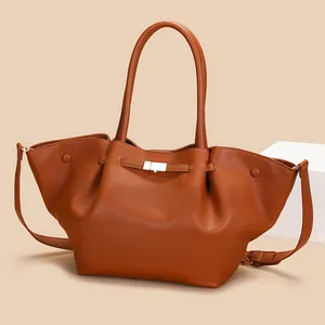 Große Kapazität Litschi Textur PU Leder Einkaufstasche Für Damen Minimalistische Flügel Handtasche Für Büro Pendeln Reise