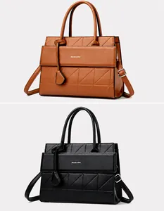 Quilted leather totes in brown and black featuring metal locks and brand charms