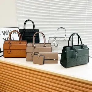 Women Large Capacity PU Leather Handbag Geometric Quilted Tote Shoulder Crossbody Bag With Top Handle Detachable Strap Urban Minimalist Daily Purse