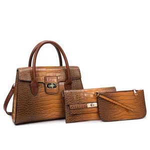 Bolso de Hombro para Mujer Gran Capacidad Patrón Cocodrilo Cuero PU Tote Bolso de Mano Bolso Bandolera Y Cartera Moda Urbana