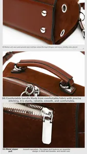 Details der Vintage-Boston-Tasche mit mattem Finish und robusten Metallbeschlägen