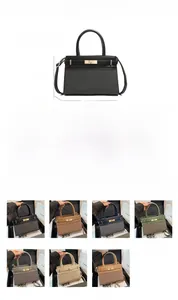 Litchi pattern PU leather handbag size guide and multi-color selection display