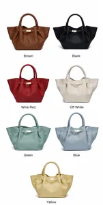Litchi pattern leather tote bag color guide featuring seven stylish winged handbag shades