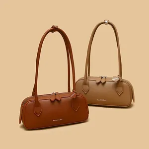 Borsa Sottobraccio in Stile Francese Vintage con Motivo Litchi Donna Borsa a Tracolla in Pelle PU per il Pendolarismo Quotidiano Casuale