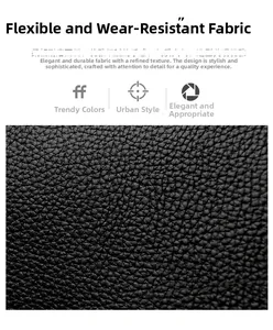 Detail of black litchi grain faux leather showing flexible and wear-resistant texture