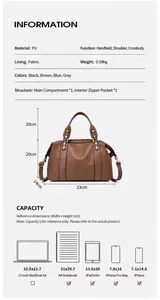 Detailed chart showing vintage Boston bag dimensions and large capacity specifications