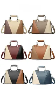 Matrix showing six color options for the large contrast leather tote bags for women