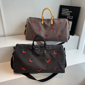 Borsa da Viaggio in Tela di Grande Capacità Con Ricamo a Ciliegia Retro Sport Gym Duffel Bag Per Donna Uomo Borsa Weekend