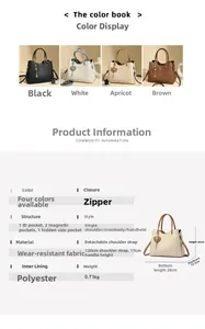 Detailed size specifications and internal structure diagram of the leather handbag