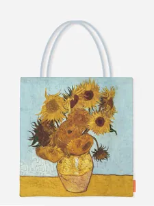 Artistic Oil Painting Canvas Tote Bag Large Capacity Van Gogh Sunflower Monet Poppies Print Handbag Gift For Women