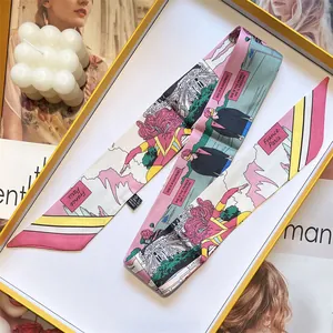 Foulard Twilly in Raso con Stampa Comic Art Francese Donna Nastro per Manico di Borsa Fascia per Capelli Gioielli Moda