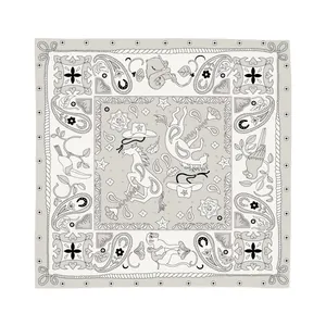 Vintage 90cm square silk scarf featuring western cowboy horse and paisley patterns