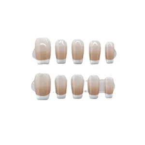 Handmade ballet French gradient press-on nails with 10-piece set in nude and white finish