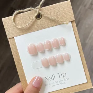 Unghie Finte Francesi Fatte a Mano Sfumatura Rosa Pasta di Fagioli Corte Quadrate Tonde Con Colla Gelatina Donna Gioielli