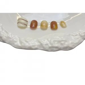 Short brown marble press-on nails with amber latte smudge and gold line art designs