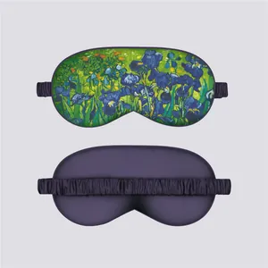 Van Gogh Irises painting silk sleep mask with elastic strap for light blocking