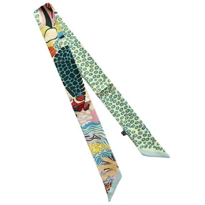 Twilly zijden sjaal met abstract patroon voor handtas decoratie en haarstyling