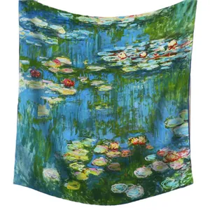 Artistic Monet Water Lilies cashmere texture shawl wrap and decorative tapestry scarf