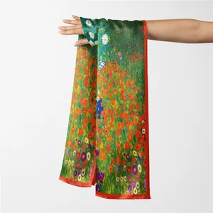 Châle artistique aux motifs floraux style Klimt pour la protection solaire estivale