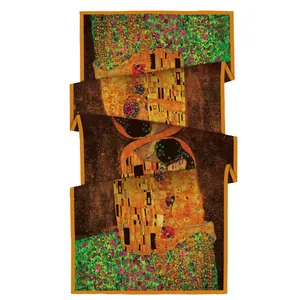Écharpe solaire motif Le Baiser de Klimt et chemin de table artistique peinture à l'huile