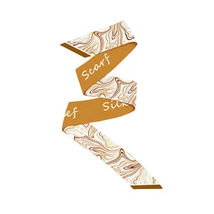 Detail of marble pattern silk scarf with elegant vertical folds on a white background