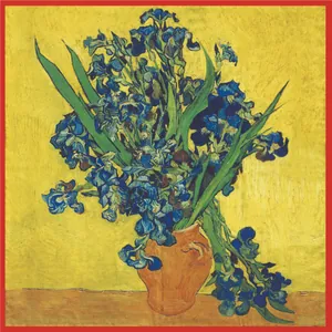 Van Gogh Irises oil painting style 90x90cm silk square scarf with vibrant floral pattern