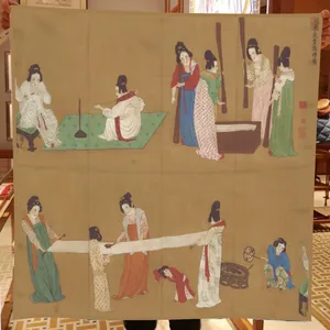 Klassieke zijden vierkante sjaal 90cm met traditionele Chinese hofschildering print