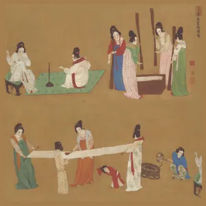 Klassieke 90cm zijden vierkante sjaal met traditionele kunst van Tang-dynastie hofdames
