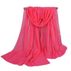 Watermelon red lightweight chiffon scarf for women with elegant drape and soft texture