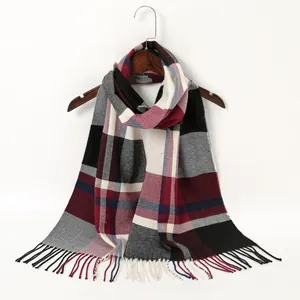 Sciarpa a Quadri con Frange Stile Europeo Americano per Uomo Donna Calda Imitazione Cashmere Morbido Grande Scialle Avvolgente per Autunno Inverno Business Casual Accessorio Quotidiano
