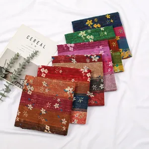 Damen Vintage Blumen Gestreift Voile Schal Farbblock Bedruckt Sonnenschutz Schultertuch Groß Leicht Halstuch Strand Stola Mode Hijab