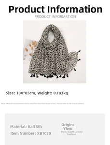 Détails de taille et matériau de l'écharpe longue à imprimé léopard pour femme