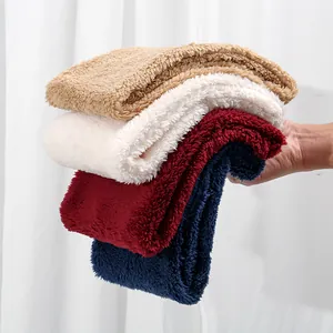 Winter thermal faux wool neck warmers in four colors with thick plush lining texture