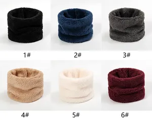 Detailed grid view showing six colors of thick thermal fleece neck warmers for winter