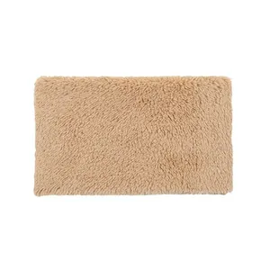 Winter minimalist faux wool neck warmer scarf in solid brown with soft knit texture