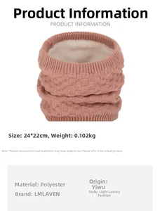 Pink knit neck warmer specs: 24x22cm polyester scarf with soft white fleece lining