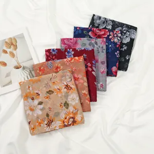 Écharpe en Voile à Imprimé Floral Élégant pour Femme Mode Longue Légère Douce Châle en Polyester pour Femme Écharpe Décorative