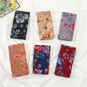 Écharpes élégantes en voile à imprimé floral pour femmes, disponibles en plusieurs couleurs