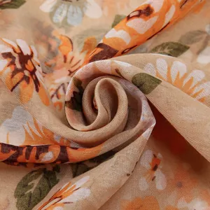 Élégante écharpe en voile à fleurs, châle léger et doux avec motifs de marguerites