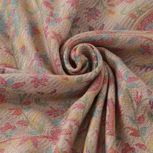 Bohemian paisley jacquard pashmina shawl with fringes in vintage floral patterns