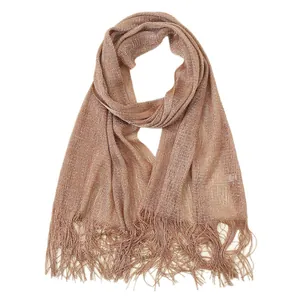 Champagne gold metallic shawl with fringe trim for beach bikini and sunscreen cover-up