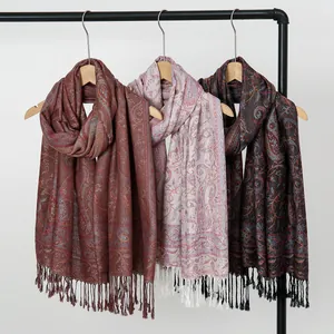 Bohemian Paisley Pattern Scarf For Women Vintage Jacquard Tassel Shawl Wrap Soft Polyester Scarf For Travel Vacation