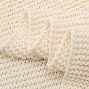 Thick solid knit polyester neck warmer scarf for women in cream white fashion style