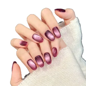 Twilight Star Purple Cat-eye Handcrafted Press-on Nails with Shimmering Violet Finish
