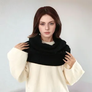 Damen Herbst Winter Grobstrick Zopfmuster Schlauchschal Dick Warm Polyester Snood Halswärmer Mode Einfarbig Halsschutz