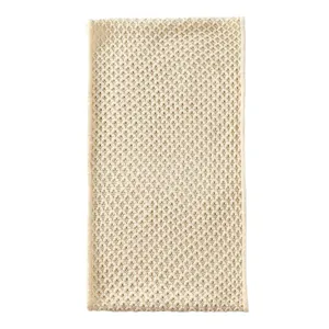 Cream knit snood scarf featuring hollow diamond crochet pattern for winter warmth