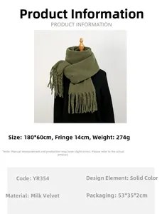 Detail view of milk velvet scarf with 14cm fringe including size 180x60cm and specifications