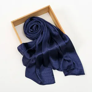 Macro detail of navy blue scarf featuring luxurious faux snakeskin texture and silk luster
